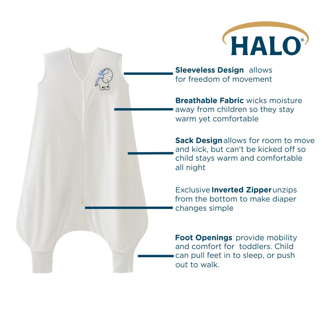 100% Poly Knit Cream Halo Early Walker SleepSack Wearable Blanket Elephant Medium 