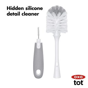 OXO Tot Bottle Brush with Nipple Cleaner and Stand Lifestyle Pictures
