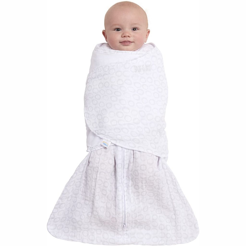 Halo Sleepsack Swaddle Muslin Circles Gray Tickled Babies