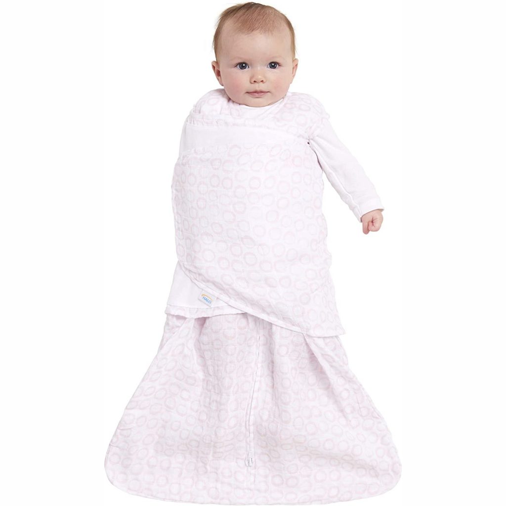 Halo Sleepsack Swaddle Muslin Circles Pink Tickled Babies