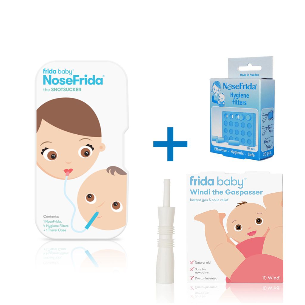 Nosefrida Fuss Buster Value Pack ( Nosefrida Nasal Aspirator + Case , Windi  Gas & Colic Reliever , Extra Filters ) – Tickled Babies