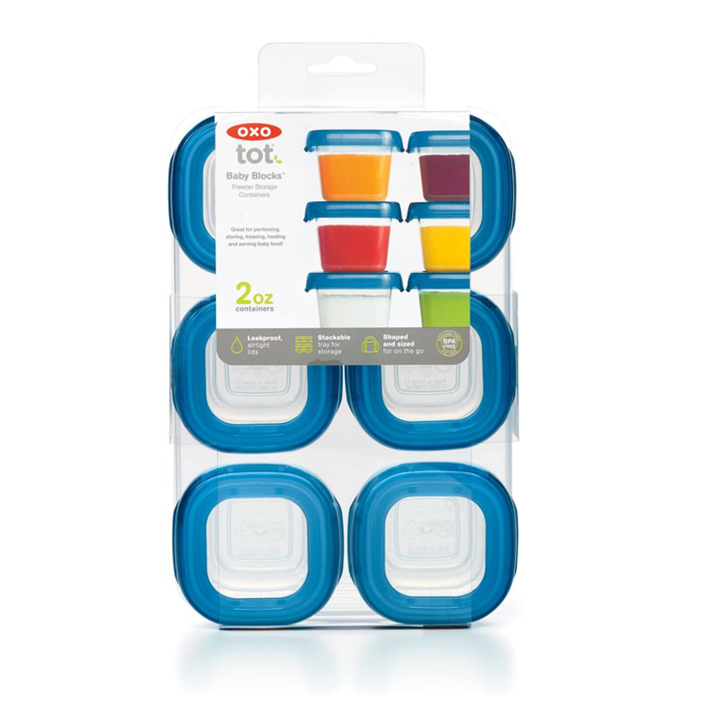 OXO Tot 4 oz. Glass Baby Food Storage Blocks with Silicone Sleeves in Teal  (Set of 4)